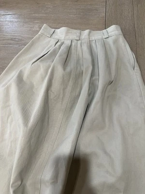 Falda tallada con volantes 6 caqui plisada midi cabaña pradera bolsillos EE. UU. vintage años 80 Foto 1 de 4