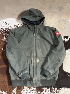 Vintage Carhartt Hooded Jacket With Denmark Flag RARE - Picture 1 of 5