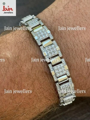 5-9 Carat H-I/Si Genuine Natural Round Cut Diamonds Men Bracelet 18 Kt Yellow Go - Image 1 of 4