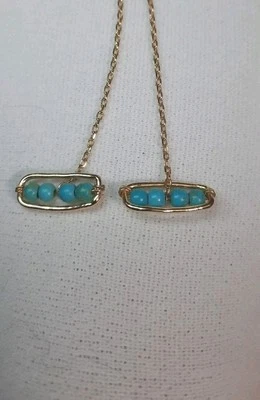 Turquoise Threader Earrings Marked 925 With Gold Overlay - Image 1 of 3