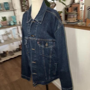 Vintage 90s Levis Denim Trucker Denim Dark Wash Jacket Mens Size X 70507-4886 - Picture 1 of 5