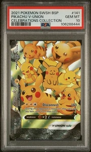 2021 Pokemon SWSH Black Star Promo Celebrations #141 Pikachu V-Union PSA 10 444 - Bild 1 von 2