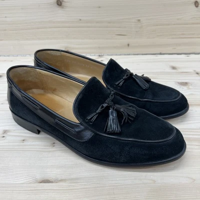 Johnston & Murphy Cellini Loafer Mens 12 M Black Suede Tassel Dress Shoes Italy - Image 1 of 4