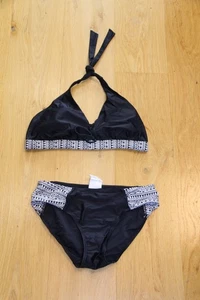 JUEGO BIKINI TRIÁNGULO TALLA 38 NEGRO GRIS ESTAMPADO CON PADS BPC - Imagen 1 de 2