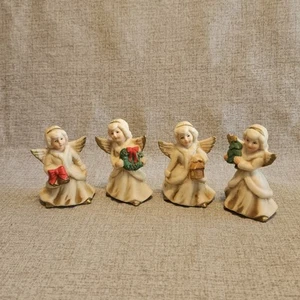 Vtg HOMCO Angel Christmas Ornaments Porcelain Holiday Figurines Set Of 4 New - Picture 1 of 10