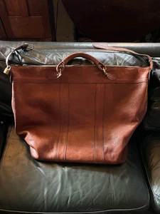 Borsa da weekend VINTAGE XL in pelle marrone ciottolato con manici + tracolla - Foto 1 di 15