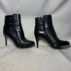 Homogen schwarze Damen-Lederstiefeletten – Größe 8 - Bild 1 von 10
