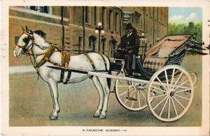 Carro postal Quebec Canadá Caleche Horse Buggy 1935 PECO - Imagen 1 de 1