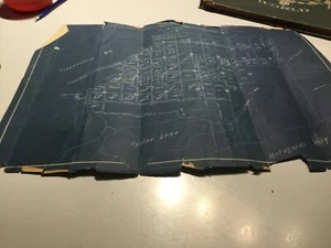 Antica mappa cianotipo Trespalacios Bay, Oyster Lake Maragorda Texas - Foto 1 di 3