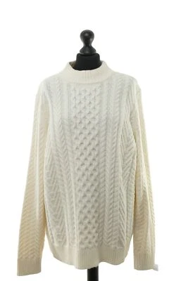 Land's End Women's Sweater XL Offwhite Stand Collar Chunky Knit With Cotton - Image 1 of 4
