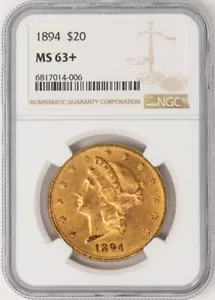 1894 $20 Gold Liberty MS63+ NGC 947784-11 - Picture 1 of 4