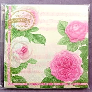 Paper Napkins FRONTIA Music note and pink rose 10-count 33cm Lunch Japanese - Picture 1 of 3