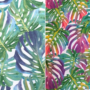 Hojas tropicales multicolor algodón rico lino tela cortina y tapicería - Imagen 1 de 7