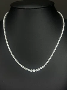 4.79ct 100% Natural Round Diamond Graduated Tennis Necklace, White Gold - Picture 1 of 6