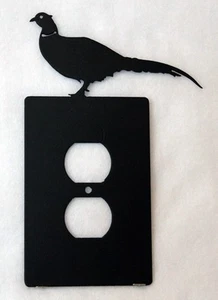 PHEASANT Single Outlet Wall Plug Plate Cover Fowl Rustic Cabin Metal Art - Picture 1 of 2