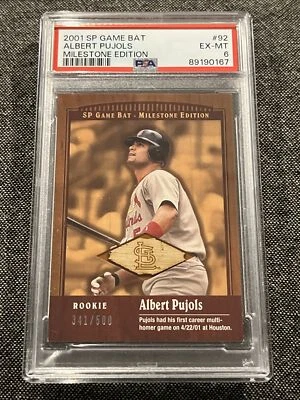 Albert Pujols 2001 Upper Deck SP Game Bat Milestone Edition #/500 #92 - PSA 6 - Image 1 of 2