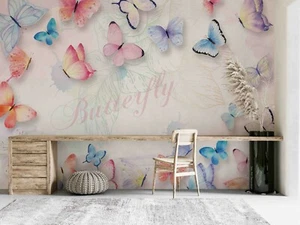 Papel pintado acuarela 3D mariposa mural desmontable autoadhesivo 1740 - Imagen 1 de 4