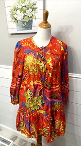NWT FARM Rio Magic Forest Mini  Red Toucan Tropical Cotton Dress M $160 Clothing - Picture 1 of 14