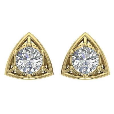 Juego de aretes de diamante natural Trillón solitario I1 G 0,55 quilates 14 k Go Foto 1 de 4
