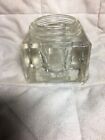 ANTIQUE SQUARE CUT BEVELED THREADED  GLASS INK WELL ~ PAT.D. 1894 USA And ENG