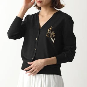 LOEWE Black/Gold Logo Charm Detail V-Neck Cardigan Sweater Size S $1,300 - Picture 1 of 15
