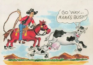 Cowboy Rancher Cartoon Humor Funny Vintage Postcard - Picture 1 of 2