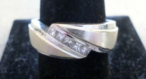 Men's 18k solid white gold and diamonds wedding band. Size 12 - Picture 1 of 6