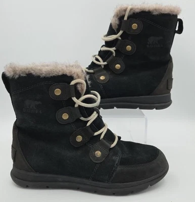 Sorel Womens Size 8 Explorer Joan Winter Snow Ankle Boot- Black Lace Up EUC - Image 1 of 4