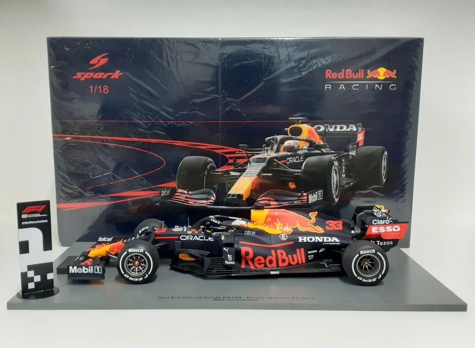 Spark Red Bull Racing Honda RB16B Monaco GP 2021 Max Verstappen Modellino Auto da Corsa (18S595)