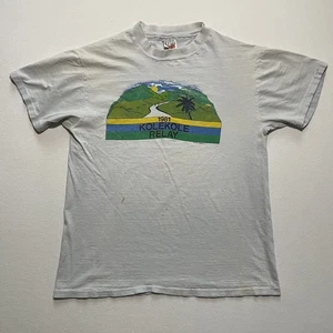 Vintage Hawaii Shirt Mens Large Kolekole Relay Tropic Striders Running Club 80s - Picture 1 of 13