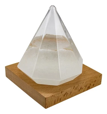 Sturmglas in Diamantenform Wetterstation aus Holz/Glas 10 x 13 cm Sea-Club - Bild 1 von 2