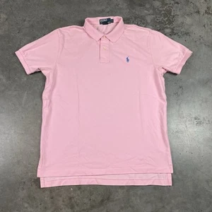 Polo Ralph Lauren Polo Shirt Mens Large Pink Preppy Classic Preowned - Picture 1 of 16