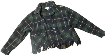 Casaco Karen Kane estilo de vida mistura de lã estilo tribal gola xale EUA tamanho G - Imagem 1 de 4