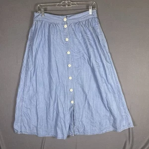 Madewell Women's Size 8 Blue Denim Button-Front Midi Skirt - Picture 1 of 5