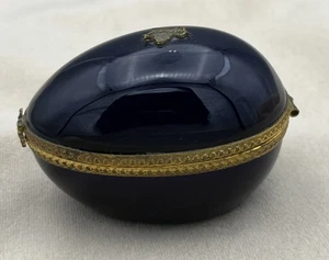 Caja de baratijas vintage Limoges Dubarry motivo azul de cuatro abejas hecha en Francia - Imagen 1 de 14