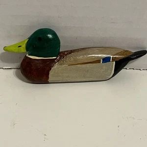 Vintage Hand Carved Wooden Hand Painted Mallard Duck Pin -Signed ~ Ray Ronan - Picture 1 of 4