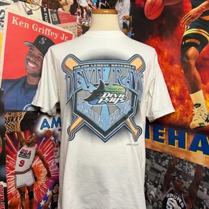 Vintage 90s Tampa Bay Devil Rays Logo 7 Rare MLB Baseball Tee Sz Large - Picture 1 of 7