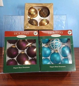 Christmas Glass Bulbs Lot Of 3 Vintage Holiday Handmade Celebration Crochet  - Picture 1 of 14