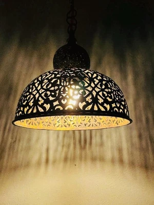Марокканский подвесной светильник, латунный потолочный светильник с ручной гравировкой, декор ручной работы - Изображение 1 из 4
