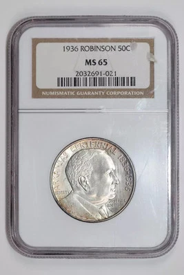 1936 ROBINSON COMMEMORATIVE HALF DOLLAR NGC MS65 ORIGINAL PQ! - Image 1 of 2