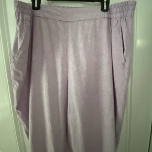 Lane Bryant schmale Knöchelhose zum Überziehen Leinenmischung helllila Strandhose Damengröße 20 - Bild 1 von 10