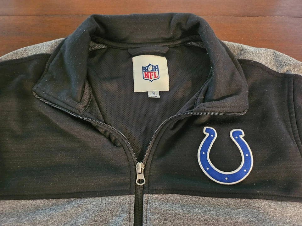 Chaqueta Pullover Marca NFL Indianapolis Colts Para Hombres Mediana Negra Gris Cuarto Cremallera Foto 1 de 4