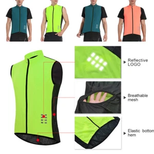 Men's Cycling Vest Windproof Foldable Cycling Sleeveless Jacket Breathable Gilet - Picture 1 of 30