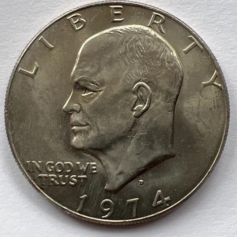 BU 1974-D Eisenhower Dollar Denver Mint IKE Uncirculated USA $1 ACTUAL PHOTOS A8 Cover