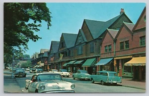 Casino Block Along Bellevue Avenue Newport RI 1950s Cars Postcard - Picture 1 of 2