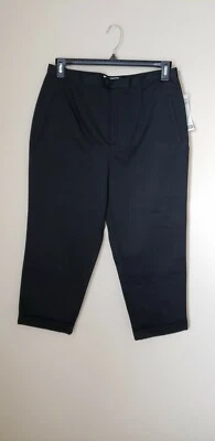 Pantalones/Caprichos recortados DressBarn negros tiro alto cómodos bolsillos 12 Foto 1 de 4