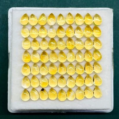 50 Pcs Natural Citrine 7x5mm Pear Cabochon Loose Untreated Gemstones Lot - Image 1 of 4