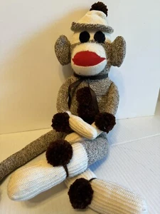 Vintage Sockenaffe selbstgemacht Handarbeit OOAK Stofftier - Bild 1 von 13