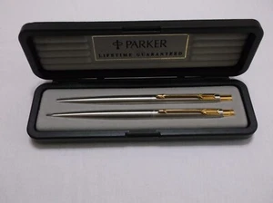PARKER CLASSIC EDELSTAHL & GOLDRAND KUGELSCHREIBER & 0,5 mm BLEISTIFT / USA - Bild 1 von 21