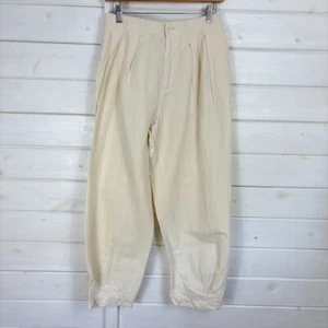 ZARA Trousers Womens Size Small Ivory Barrel Leg Linen Balloon Holiday Summer - Picture 1 of 9